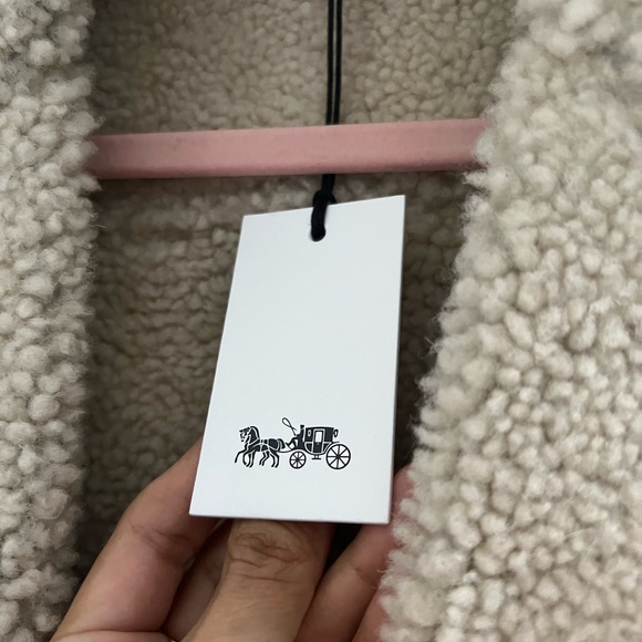 COACH Shearling Moto Leather Jacket 100% Lambswool NEW Size 4 - Picture 12 of 14